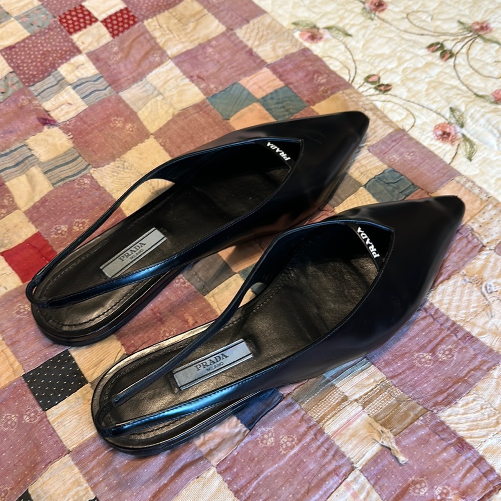 Prada Black Slingback Heels